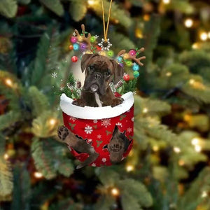 Cute Christmas Sock Dog Ornament