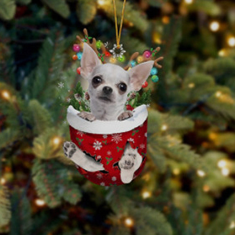 Cute Christmas Sock Dog Ornament