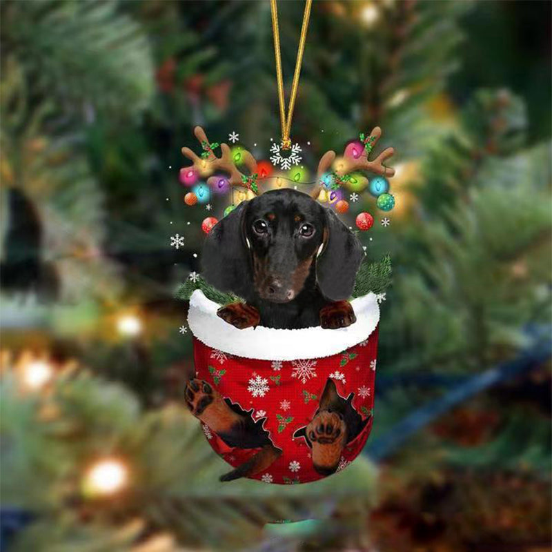 Cute Christmas Sock Dog Ornament