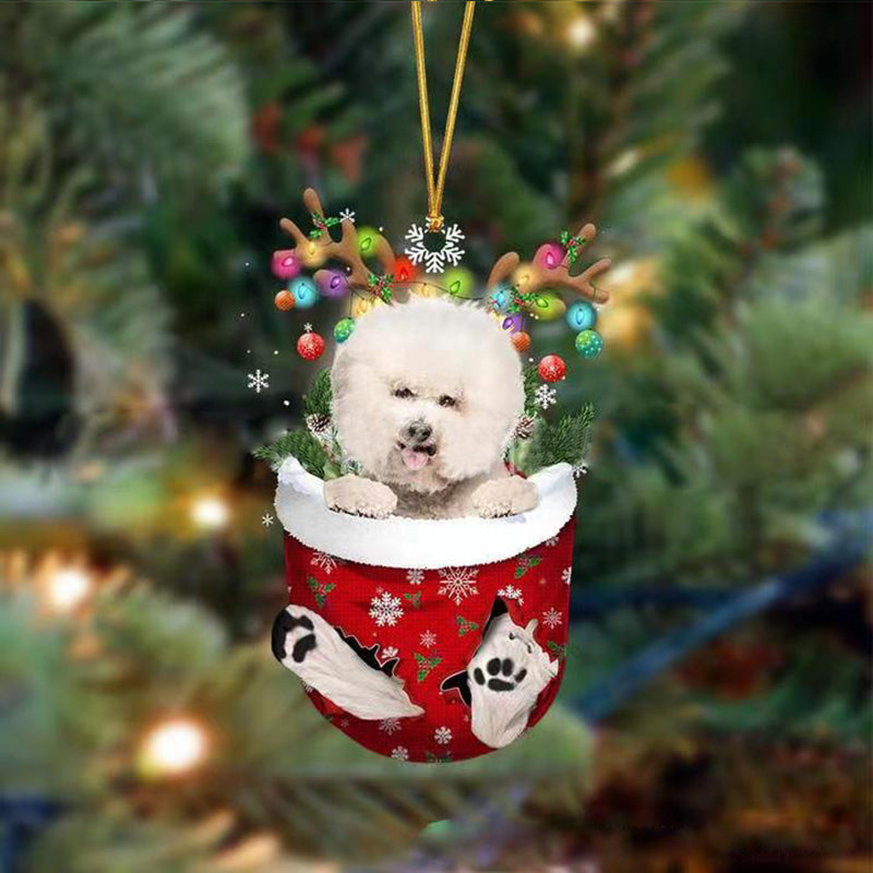 Cute Christmas Sock Dog Ornament