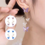 Crystal Butterfly Tassel Earrings