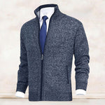 Men's Fashion Solid Color Stand Collar Cardigan Sweater Knit Jacket