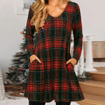 Loose Dress with Christmas Plaid Print