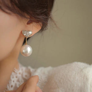 Heart Pearl Earrings