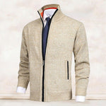 Men's Fashion Solid Color Stand Collar Cardigan Sweater Knit Jacket