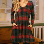 Loose Dress with Christmas Plaid Print