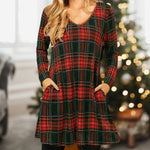 Loose Dress with Christmas Plaid Print