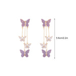 Crystal Butterfly Tassel Earrings