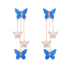 Crystal Butterfly Tassel Earrings