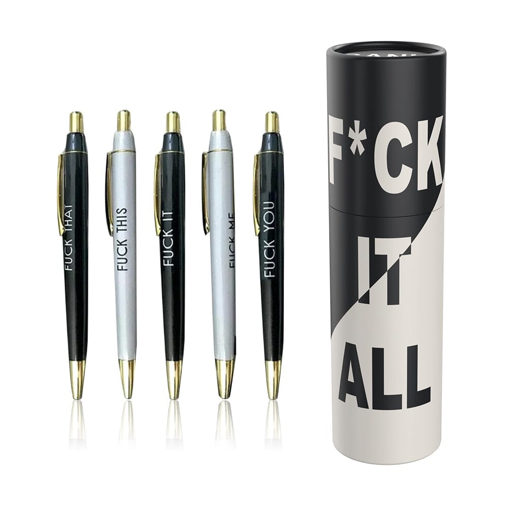 5pcs fuck it all ballponit pens with pen pot