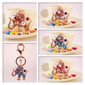 Cute Lucky Pink Elephant Large Crystal Rhinestone keychain