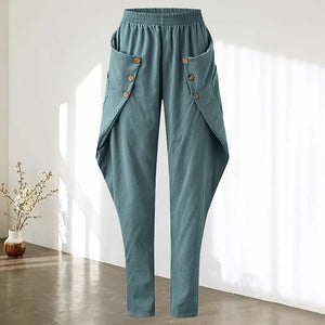 Multi-pocket Button Casual Trousers