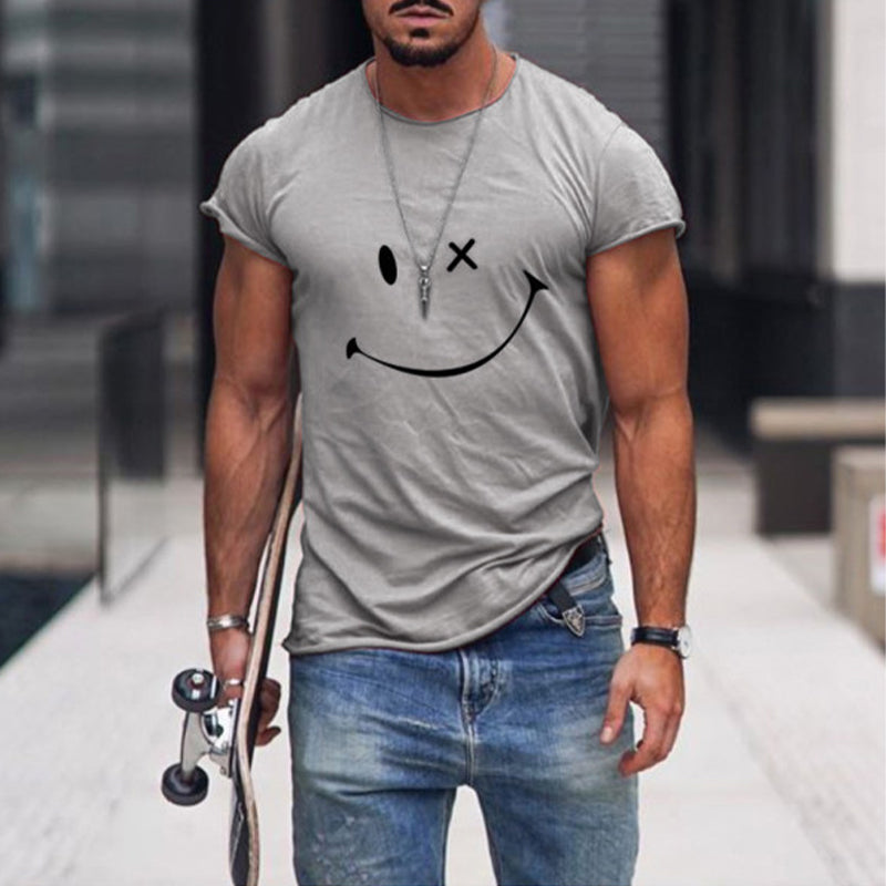 Men's Smile Round Neck Short Sleeve T-shirt