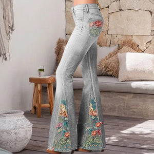 Fashion Ombre Floral Print Wide Leg Pants