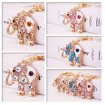 Cute Lucky Pink Elephant Large Crystal Rhinestone keychain