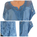 Embroidered Batwing Short Sleeve Shirt