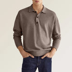 Men's Casual Loose Lapel Long Sleeve Polo Shirt