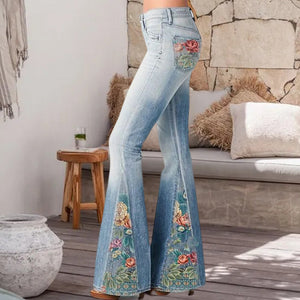 Fashion Ombre Floral Print Wide Leg Pants