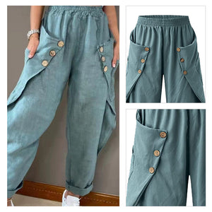 Multi-pocket Button Casual Trousers