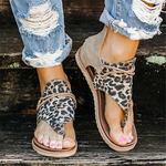 Leopard Print Fashion Herringbone Flat Sandals