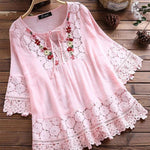 Fashion Lace Patchwork Bow Blouses for Women