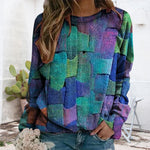 Crew-neck Paneled Long-sleeve Printed Sweater