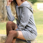 Solid Pocket Long-sleeved Hoody Dress