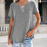 Fashion Solid Color Pocket Short Sleeve T-Shirt