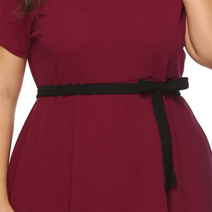 Plus Size Bow Belt Dress