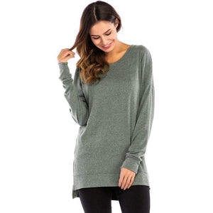 Women's Side Split Loose Casual Pullover Tunic Tops