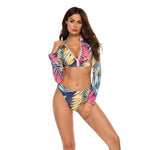 New Conservative Printed Swimsuit Split Long Sleeve (3 PCs)