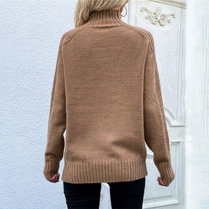 Loose Solid Color Turtleneck Sweater