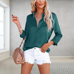 Women's Satin Silk Long Sleeve Shirt