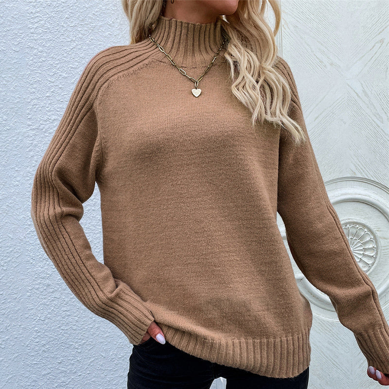 Loose Solid Color Turtleneck Sweater