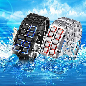 Men‘s Lava LED Digital Stainless Steel Bracelet Watch