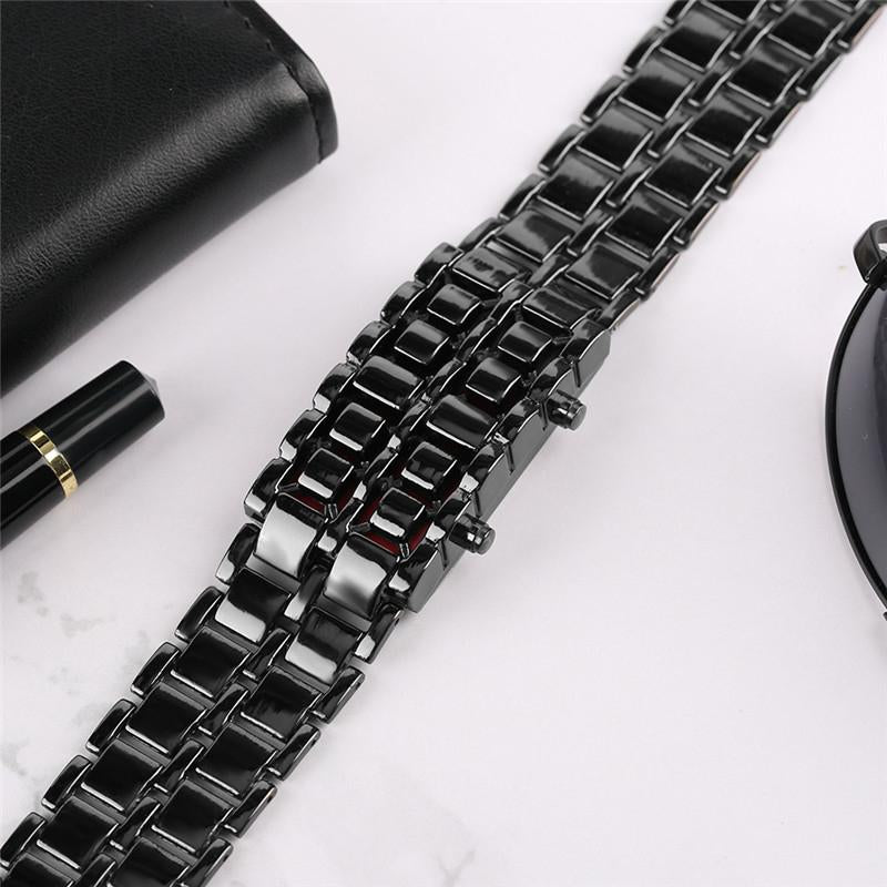 Men‘s Lava LED Digital Stainless Steel Bracelet Watch