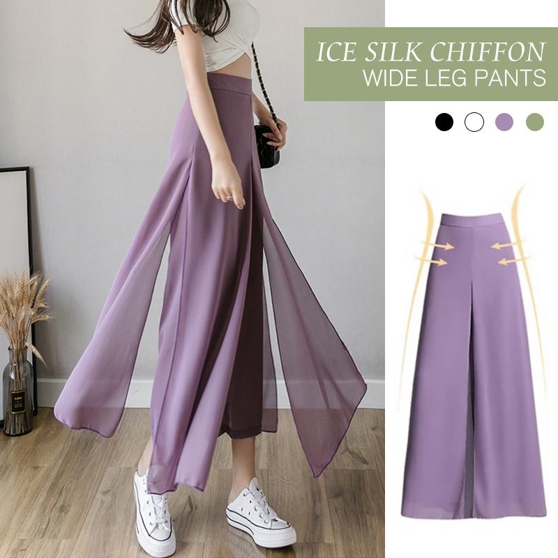 Ice Silk Chiffon Wide Leg Pants