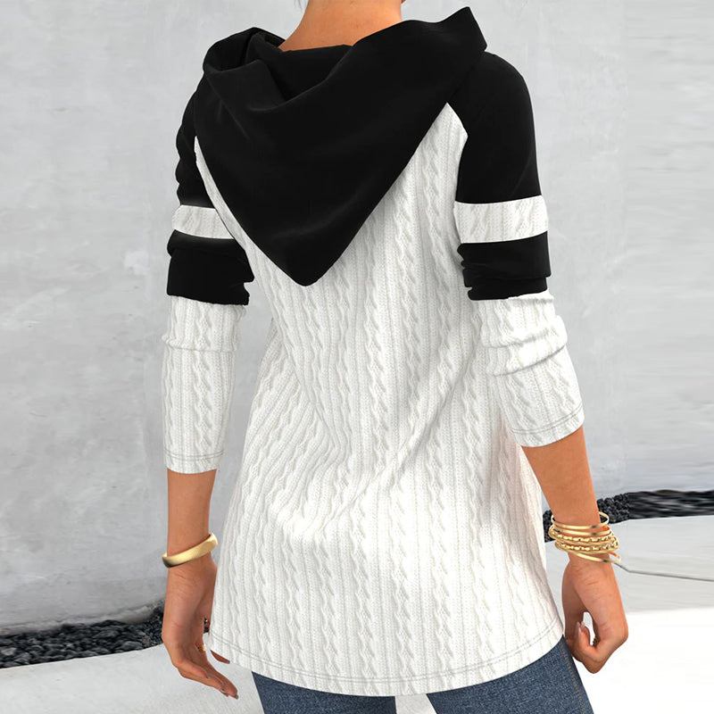 Long Sleeve Top with Hood and Zipper