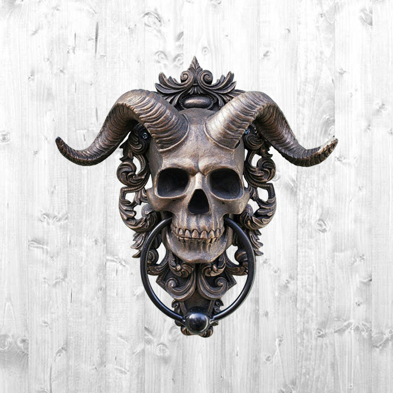 Baphomet Horned God Skull Hanging Door Knocker