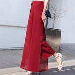 Drawstring Chiffon Wide Leg Pants