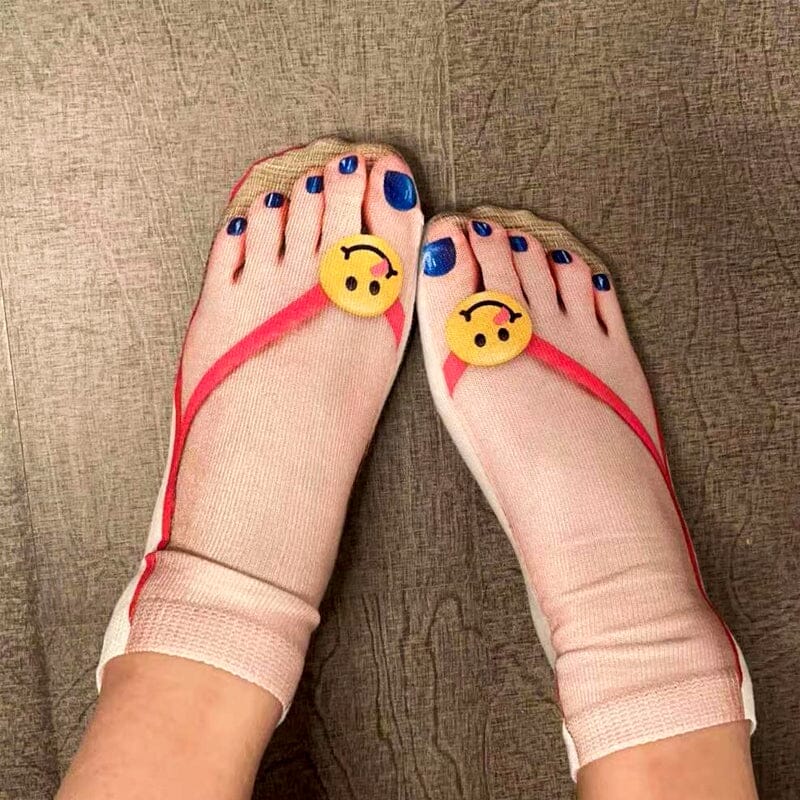 🔥Women Manicure Print Flip Flop Socks