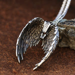 Vintage Stainless Steel Angel Wings Pendant