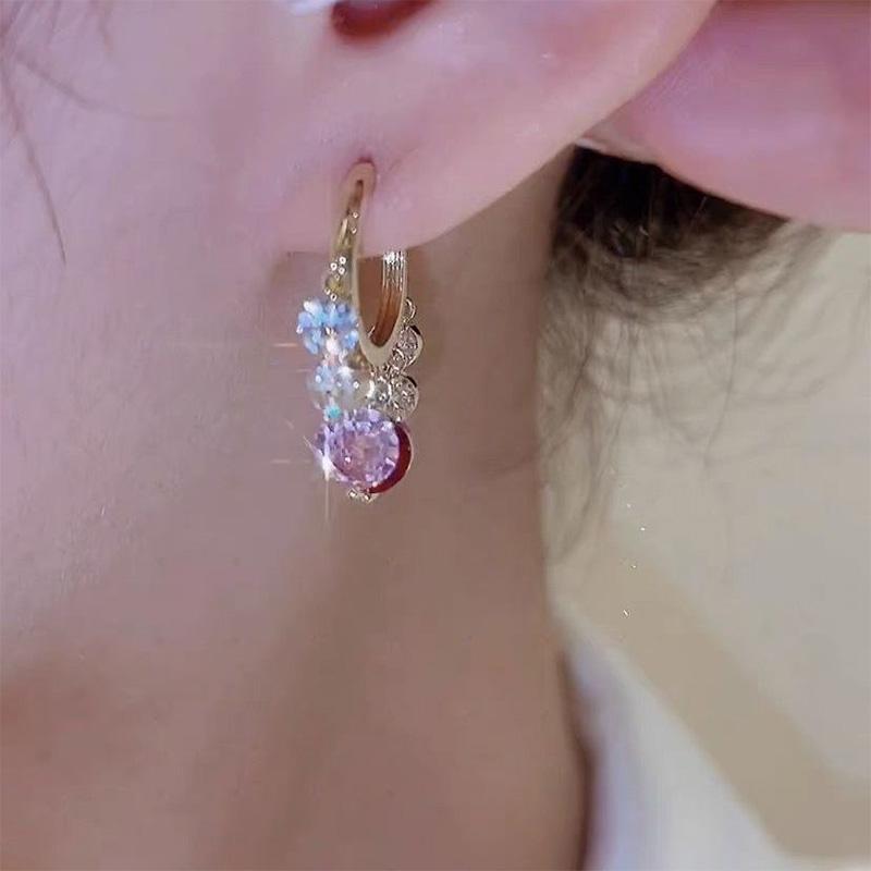 Golden Glitter Colorful Zircon Earrings