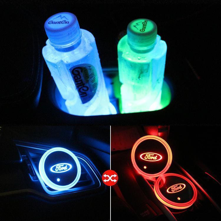 7 Colors Led Changing USB Charging Car Logo Cup Lights up Holder