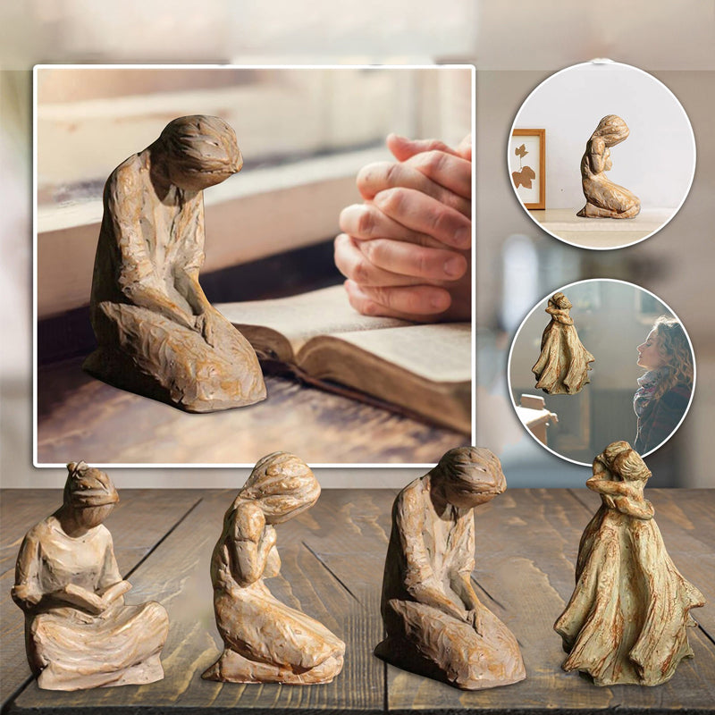 🎄Sweet Hour of Prayer, beautiful hand cast inspirational sculpture of woman praying