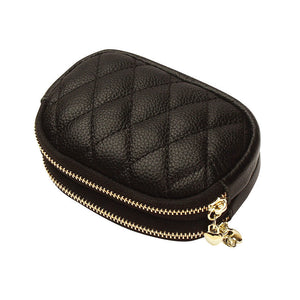 Diamond Textured Leather Double Layer Clutch Wallet