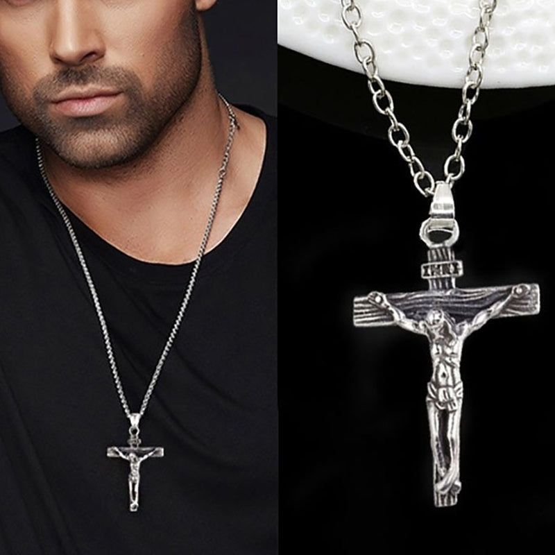 Handmade Silver Jesus Crucifix Necklace