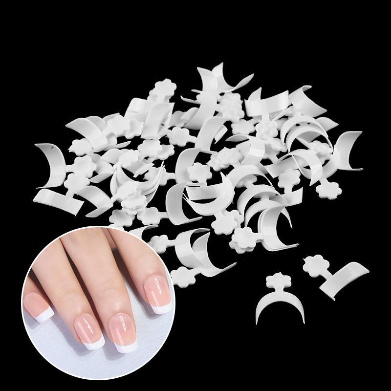 Glue-On French Manicure Nails Kit (100 pcs)