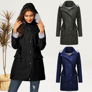 Women Hooded Drawstring Coat