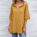 Solid Color V-Neck Shirt